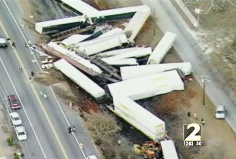  a Norfolk Southern train derailment in Douglasville, GA on Jan 4, 2011.