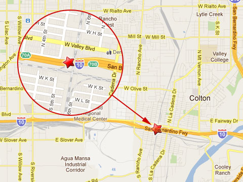 location where 6 rail cars of a Union Pacific train jumped the tracks 