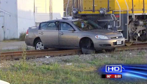A Union Pacific train crashed with a passenger vehicle in Houston, TX on March 5, 2013. 